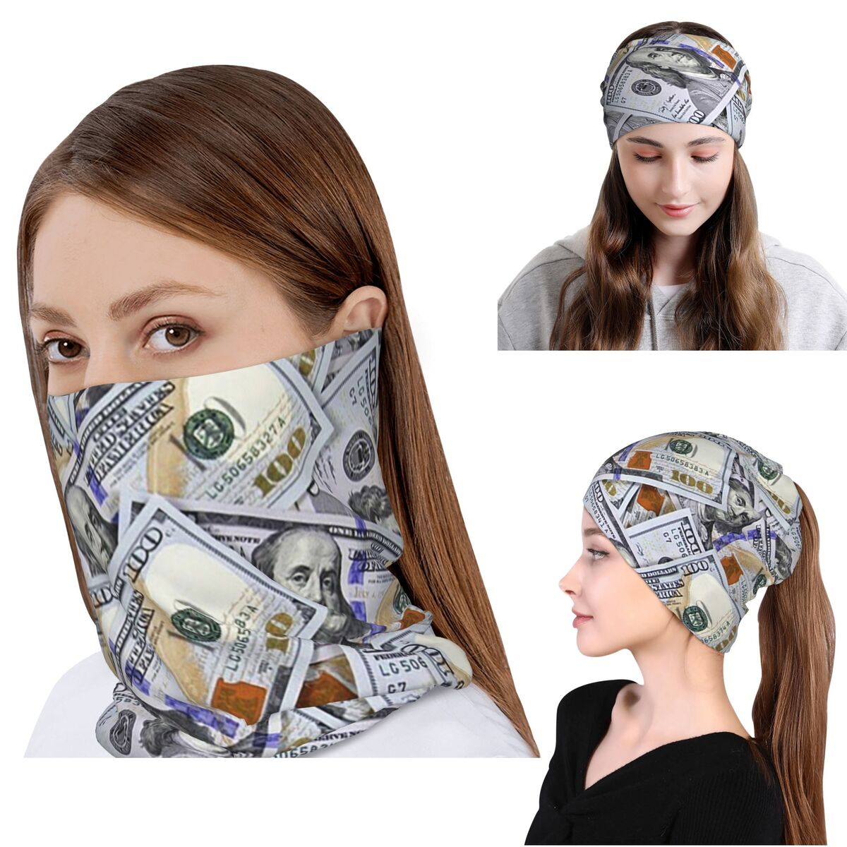 Knit Beanie Hat Warm - Giant Money Background 100 Dollar Bills