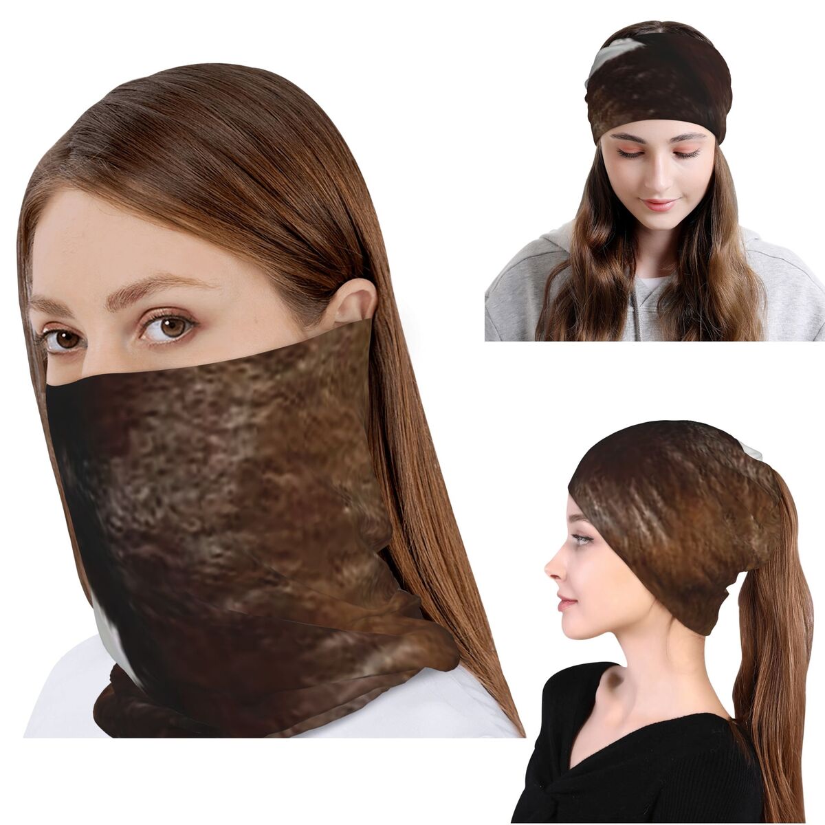 Knit Beanie Hat Warm - Rustic Ranch Cow Print Bandana Neck