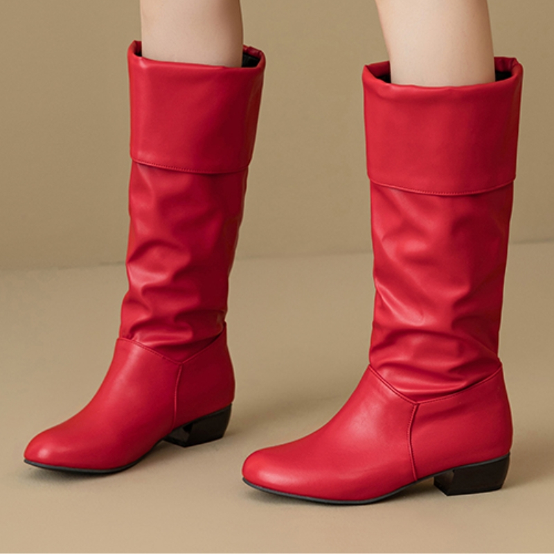 Slip on Knee High Boots Pleate - Waterproof Winter Boot 리뷰 및 가격