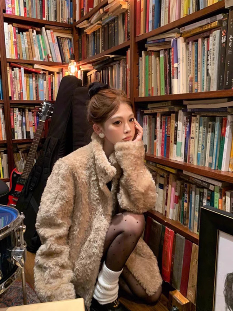 Lamb Wool Jacket Coat Woman Wa - Wool Coat Peacoat 리뷰 및 가격