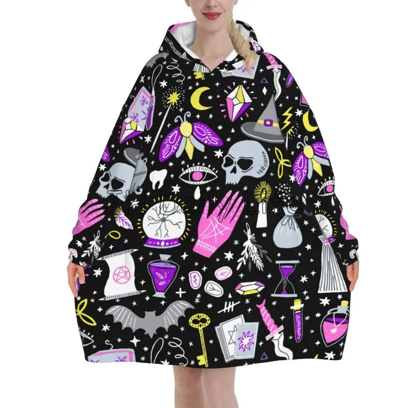 Magic Witchy Goth Oversized Bl - Sherpa Hoodie Fleece 리뷰 및 가격
