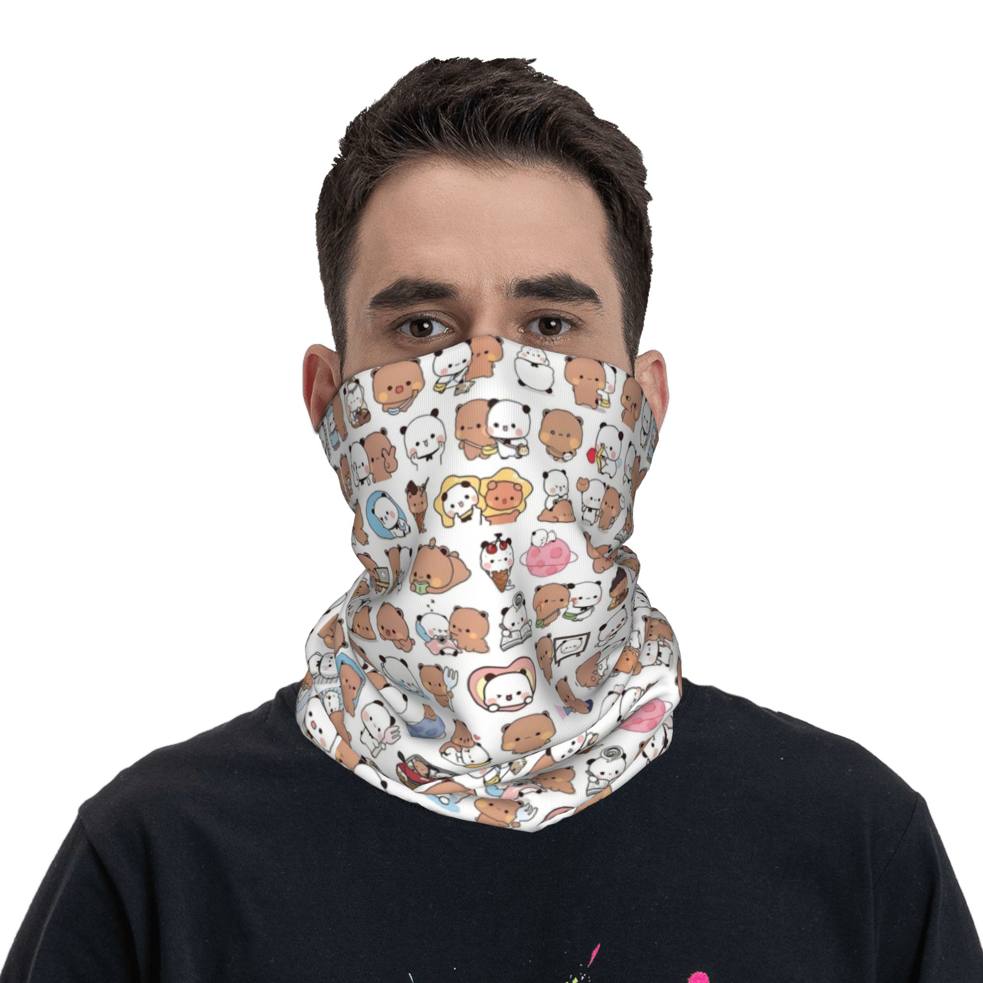 Custom Bear Cartoon Peach And  - Neck Gaiter Fleece 리뷰 및 가격