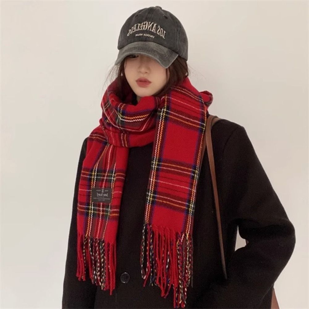 Retro Tassel Plaid Wool Scarf  - Wool Scarf Men 리뷰 및 가격