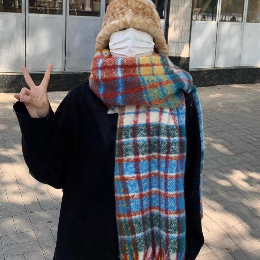 Retro Tassel Plaid Wool Scarf  - Wool Scarf Men 리뷰 및 가격