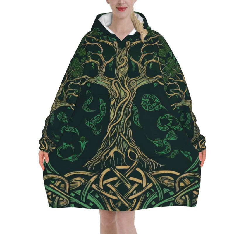 Tree of Life Celtic Pattern Bl - Sherpa Hoodie Fleece 리뷰 및 가격