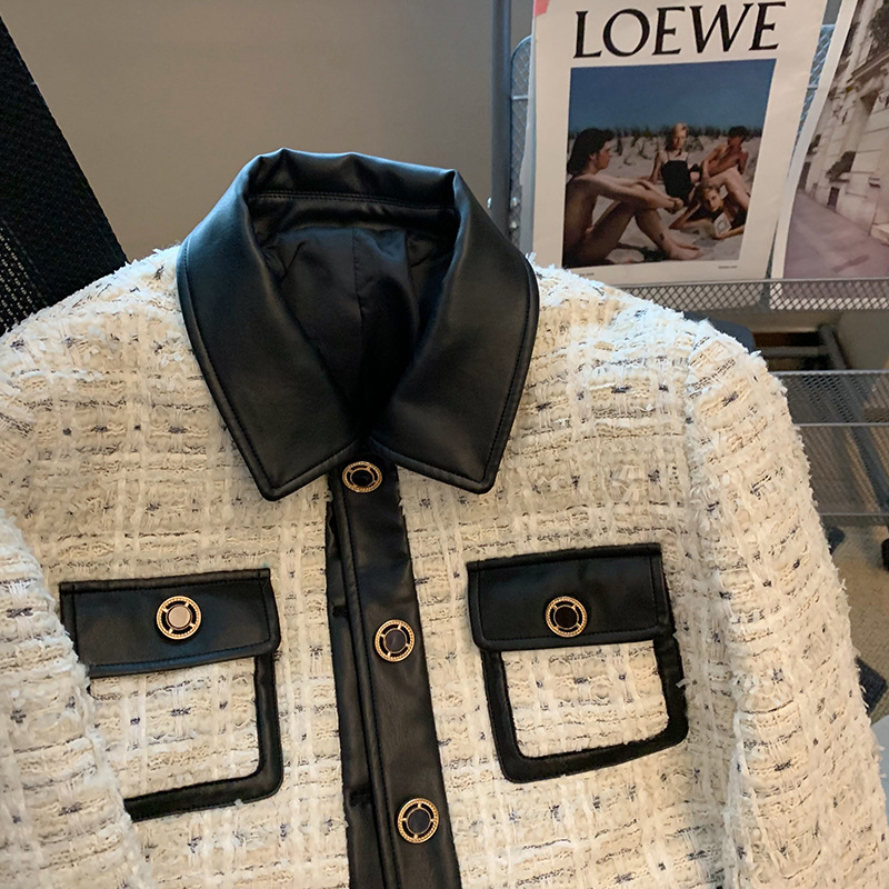 Contrast Stitching Tweed Fragr - Down Jacket Packable 리뷰 및 가격