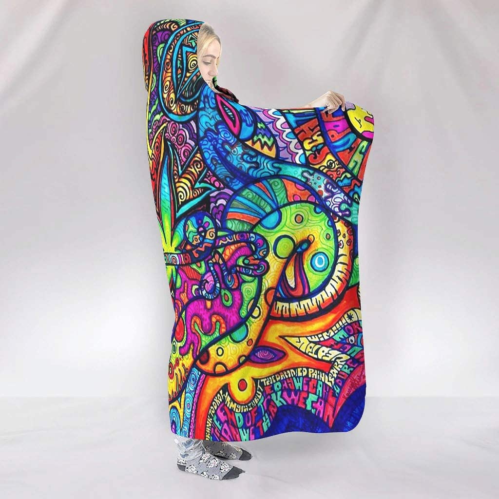 Abstract Bright Trippy Rainbow - Sherpa Hoodie Fleece 리뷰 및 가격