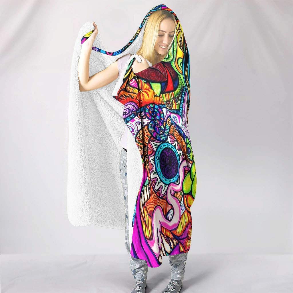 Abstract Bright Trippy Rainbow - Sherpa Hoodie Fleece 리뷰 및 가격
