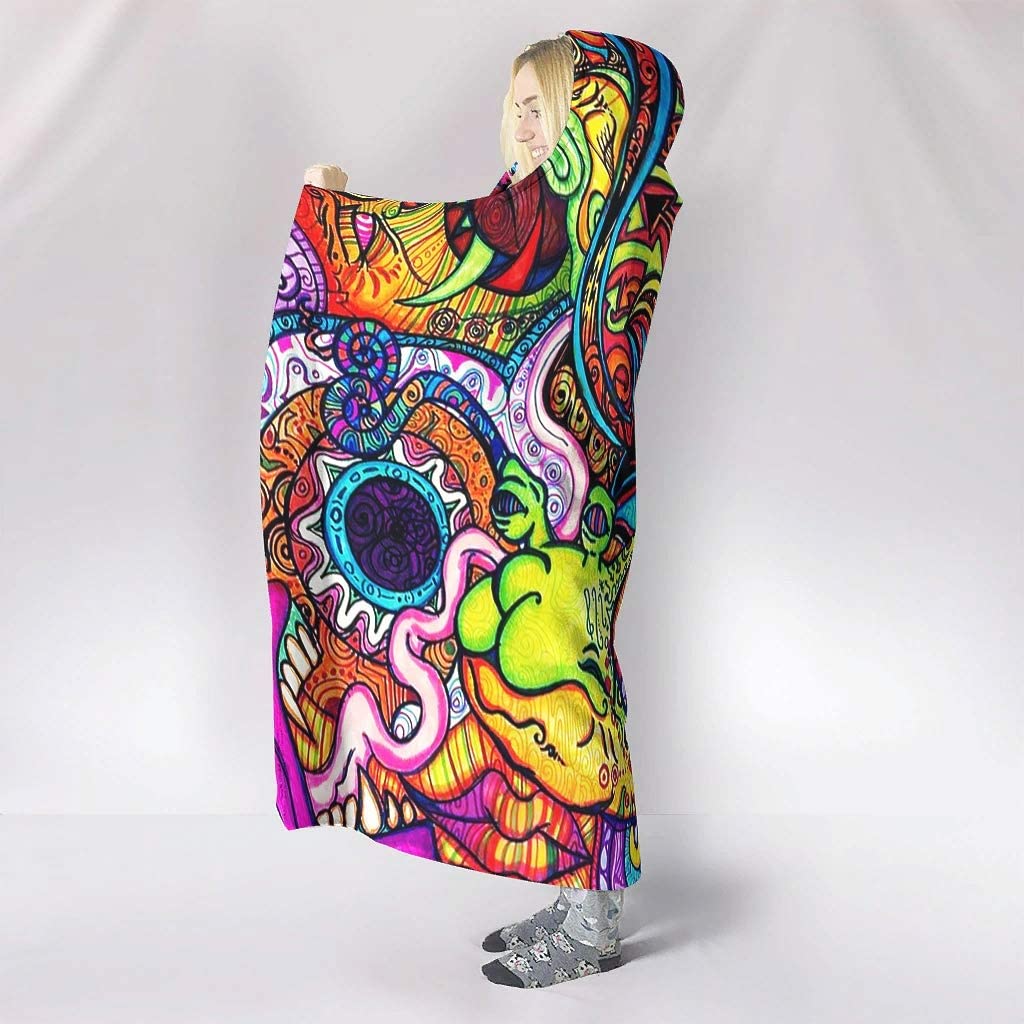 Abstract Bright Trippy Rainbow - Sherpa Hoodie Fleece 리뷰 및 가격