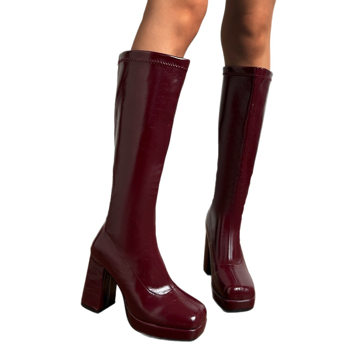 Wine Red Knee High Boots, Knig - Waterproof Winter Boot 리뷰 및 가격