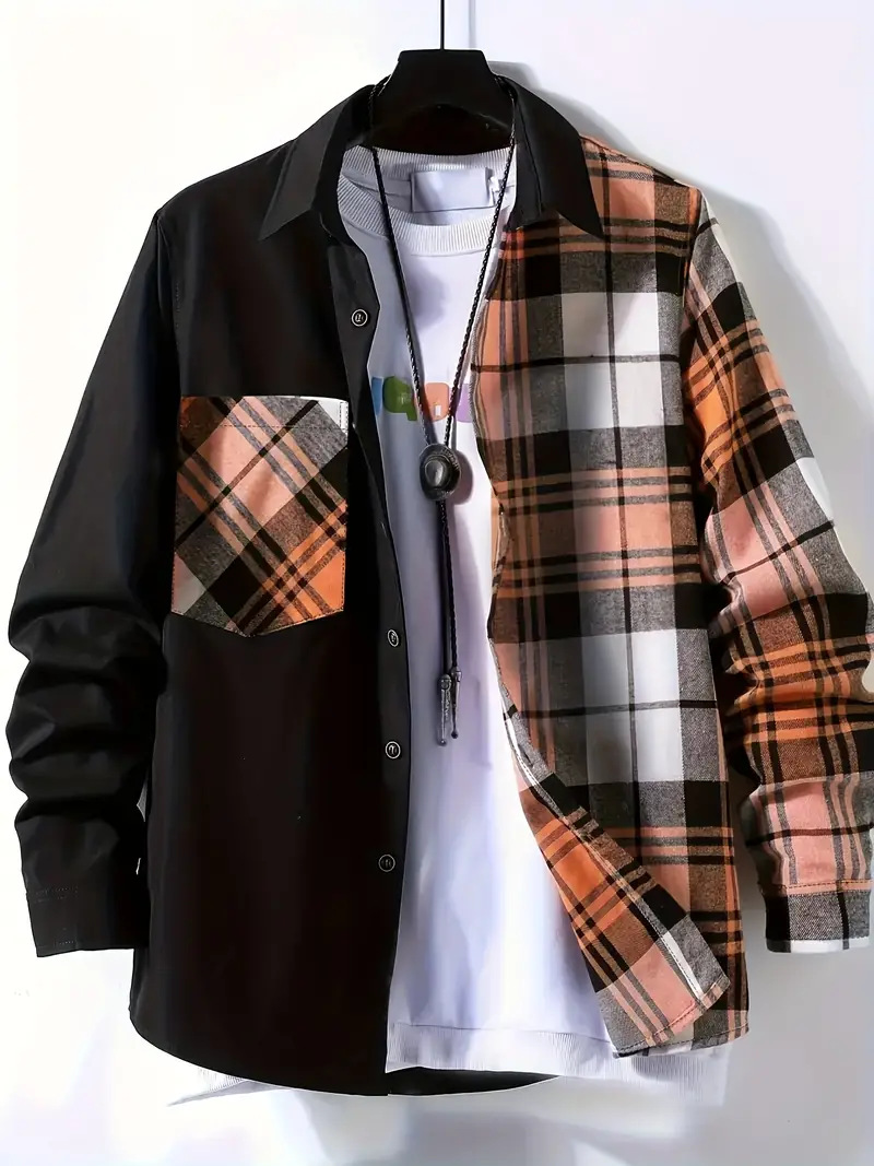 Spring and Autumn Men's Casual - Flannel Shirt Lined 리뷰 및 가격