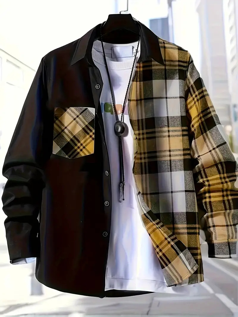 Spring and Autumn Men's Casual - Flannel Shirt Lined 리뷰 및 가격