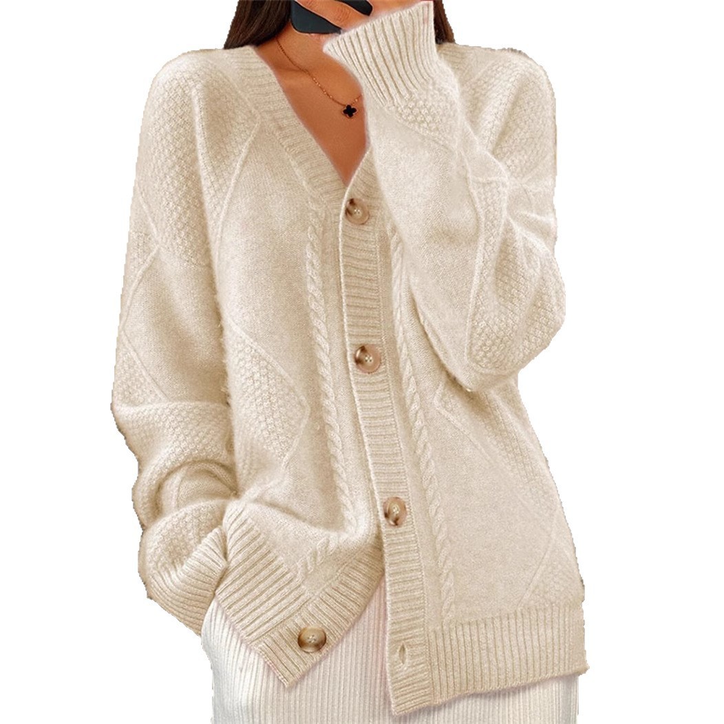 Women V Neck Cable Knit Cardig - Down Jacket Packable 리뷰 및 가격
