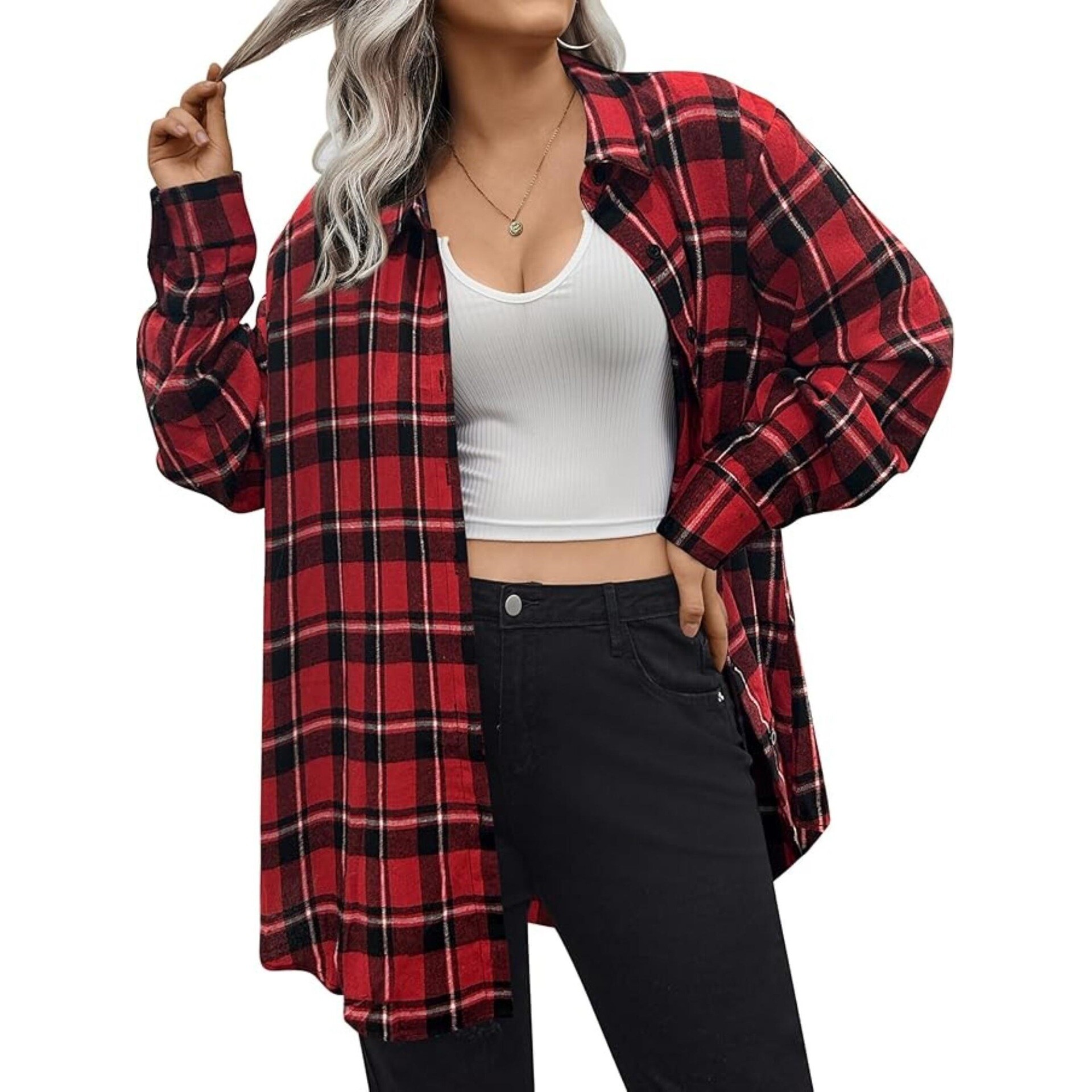 Warm Flannel Plaid Shirt Women - Flannel Shirt Lined 리뷰 및 가격
