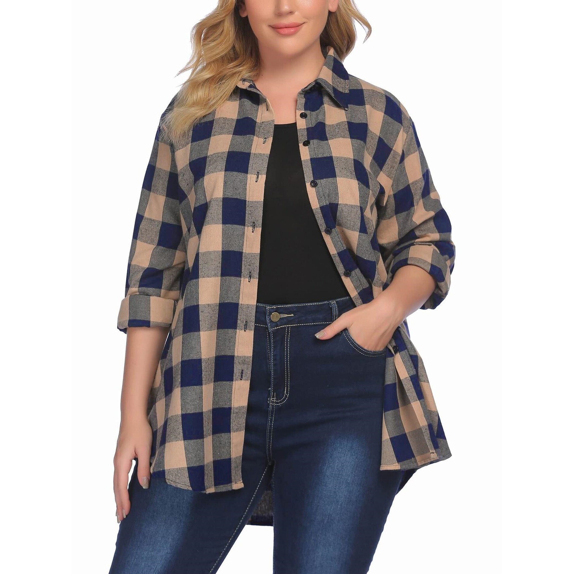 Warm Flannel Plaid Shirt Women - Flannel Shirt Lined 리뷰 및 가격