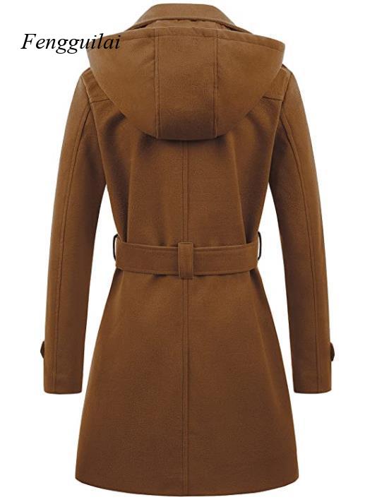 Women's Black Hooded Double Br - Wool Coat Peacoat 리뷰 및 가격